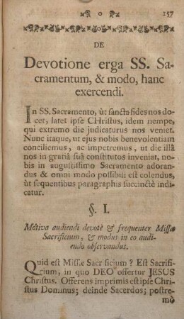 Devotione erga SS. sacramentum, & modo, hanc exercendi.