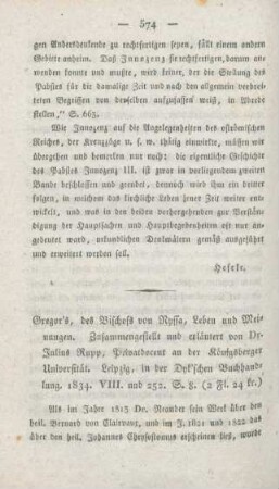 574-579 [Rezension] Rupp, Julius, Gregor's, des Bischofs von Nyssa, Leben und Meinungen