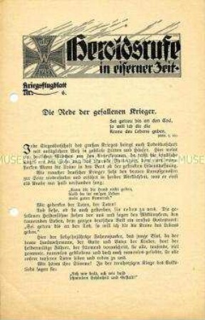 Flugschrift "Heroldsrufe in eiserner Zeit - Kriegsflugblatt Nr.6"