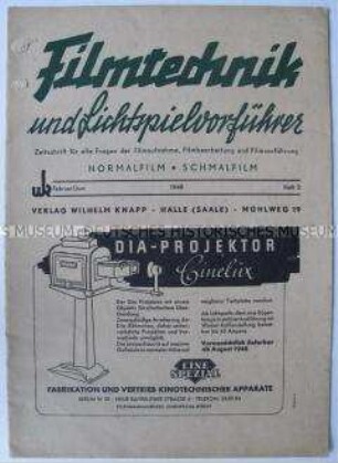 Fachzeitschrift für Kino und Film "Filmtechnik und Lichtspielvorführer"