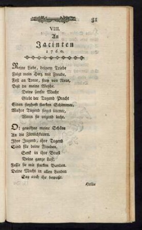 VIII. An Jacinten. 1760