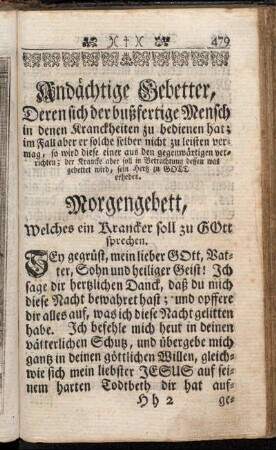 Andächtige Gebetter für die Krancken.