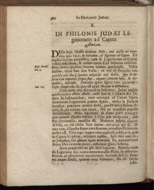 X. In Philonis Judæi Legationem ad Cajum