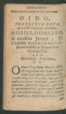 Dido, Tragoedia Nova