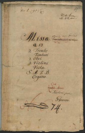 Messen; V (4), orch, bc; D-Dur