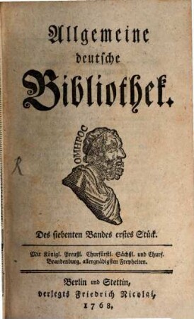 Allgemeine deutsche Bibliothek. 7, 7. 1768