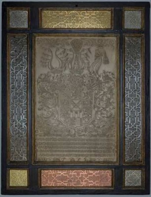Steinplatte mit dem sächsischen Wappen