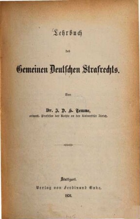 Lehrbuch des gemeinen deutschen Strafrechts