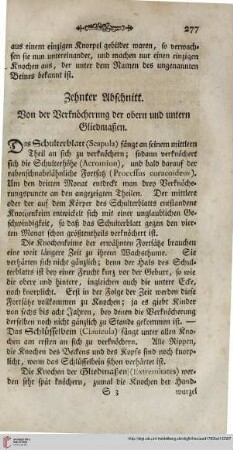 Zehnter Abschnitt: Von der Verknöcherung der obern und untern Gliedmaßen