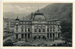 Karlsbad. Bad I Kaiserbad (1895) : Karlsbad. Kaiserbad (Bad I, 1893-1895; F. Fellner, H. Helmer; Skulptur K. Wilfert, K. Weitzek) am Park Karl IV