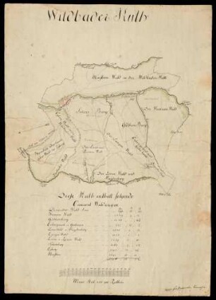 Generalplan über die in dieser Hut liegenden Kameralwaldungen: Dürmetter Wald, Wannen Wald, Gütlersberg, Eulengrund und Gabenrain, Löwenwald und Haydenberg, Langenwald, Linien und Reimenwald, Sommersberg, Eyberg und Maistern.