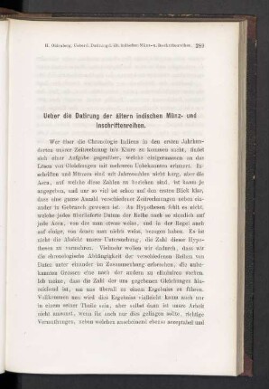 Ueber die Datirung der ältern indischen Münz- und Inschriftenreihen