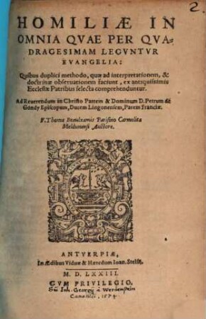 Homiliae in omnia, quae per Quadragesimam leguntur Evangelia