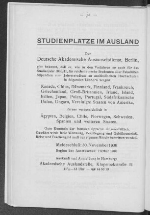 Studienplätze im Ausland
