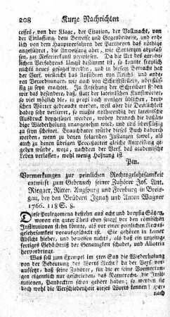Vormerkungen zur peinlichen Rechtsgelehrsamkeit.