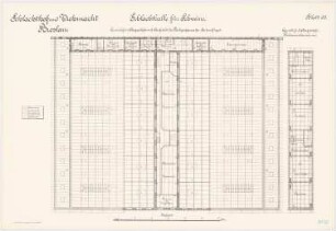 Schlachthof und Viehmarkt, Breslau Schlachthalle für Schweine: Grundriss 1. Obergeschoss 1:100