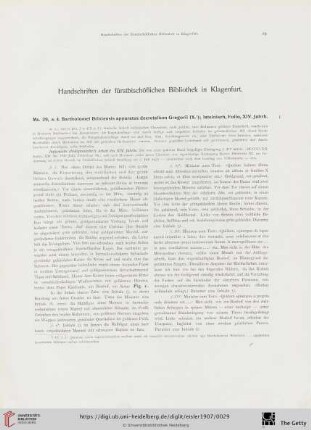 Handschriften der fürstbischöflichen Bibliothek in Klagenfurt