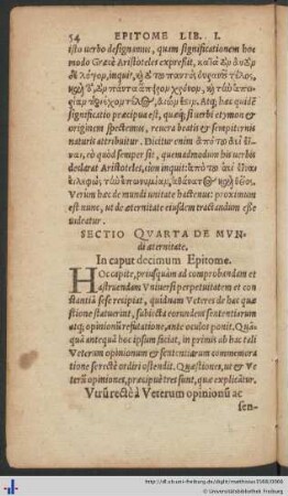 Sectio Quarta de Mundi aeternitate.