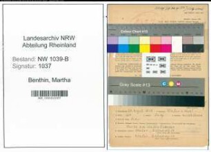 Entnazifizierung Martha Benthin , geb. 20.08.1917 (Postangestellte)