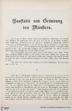 Baustätte und Gründung des Münsters