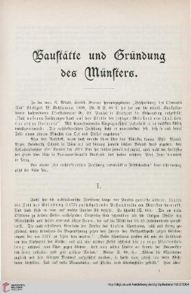 Baustätte und Gründung des Münsters