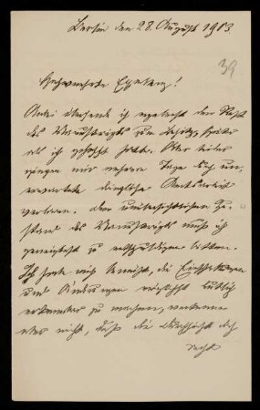 39: Brief von Max Greiff an Gottlieb Planck, Berlin, 28.8.1903