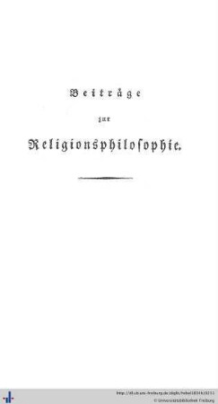 Beiträge zur Religionsphilosophie