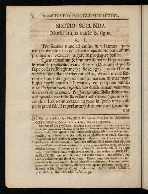8-31, Sectio Secunda. Morbi hujus causae & signa. § I. - § V.