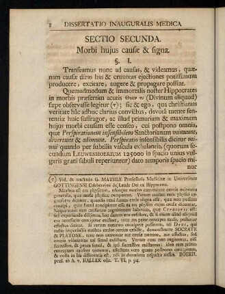 8-31, Sectio Secunda. Morbi hujus causae & signa. § I. - § V.
