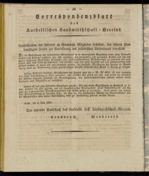 Correspondenzblatt des Kurhessischen Landwirthschaft-Vereins