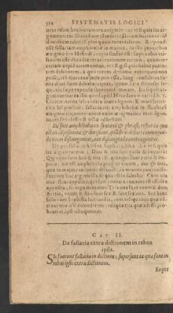 Cap. II. De fallacia extra dictionem in rebus ipsis.