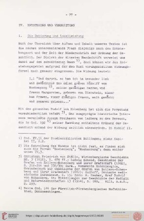 IV. Entstehung und Verbreitung