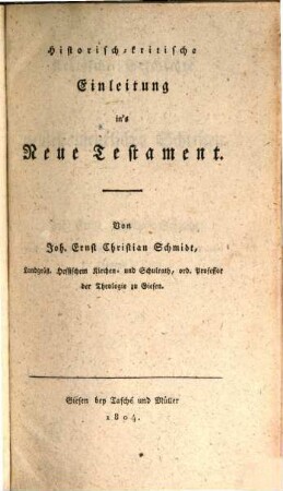 Historisch-kritische Einleitung ins Neue Testament
