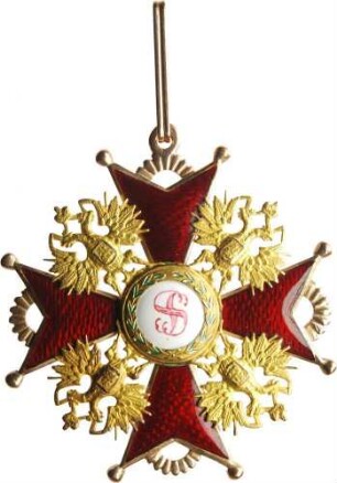 Kaiserlich russischer St.-Stanislaus-Orden - Kreuz 1. Klasse, 2. Modell, 2. Ausführung, am Halsband 2. Klasse
