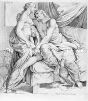 Hera mit dem Pfau und Zeus mit dem Blitzbündel (Tab. VI.)