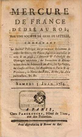 Mercure de France. 1784, 6