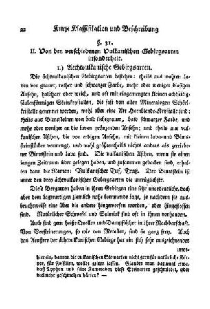 §. 31. II. Von den verschiedenen Vulkanischen Gebirgsarten insonderheit.