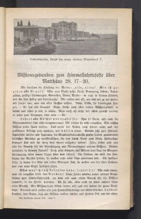 Missionsgedanken zum Himmelfahrtsfeste über Matthäus 28. 17—20