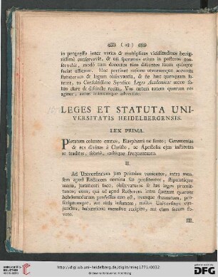 Leges et statuta universitatis Heidelbergensis (Lex prima - XIV)