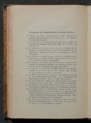 Verzeichnis der hauptsächlichst benutzten Quellen.