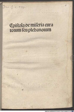 Epistula de miseria curatorum seu plebanorum