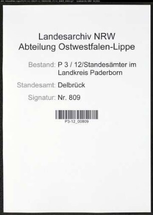Heiratsregister Standesamt Delbrück