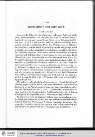I. Teil: Monastisch geprägte Welt