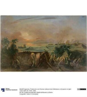 Prozession am Wasser während des Erdbebens in Acapulco im April 1834