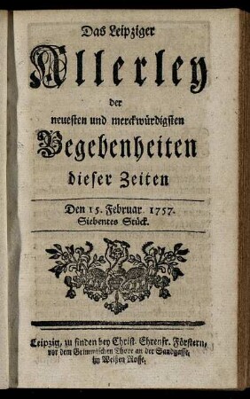 Den 15. Februar 1757. Siebentes Stück.