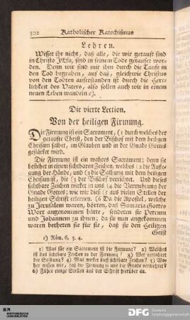 Die vierte Lection. Von der heiligen Firmung.