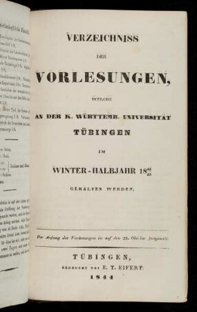 Vorlesungsverzeichnis 1844/45