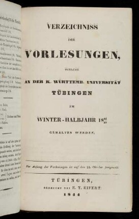 Vorlesungsverzeichnis 1844/45