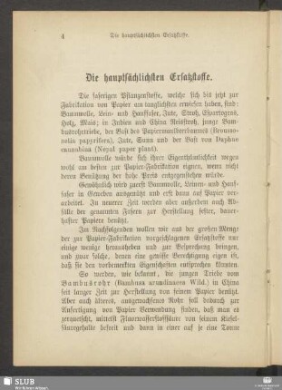 Die hauptsächlichsten Ersatzstoffe