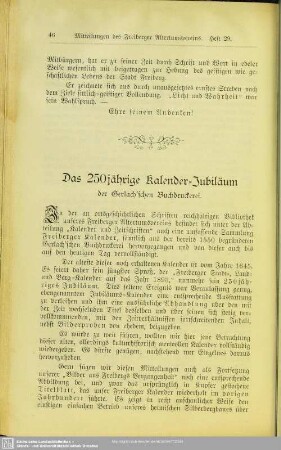 Das 250jährige Kalender-Jubiläum der Gerlach'schen Buchdruckerei